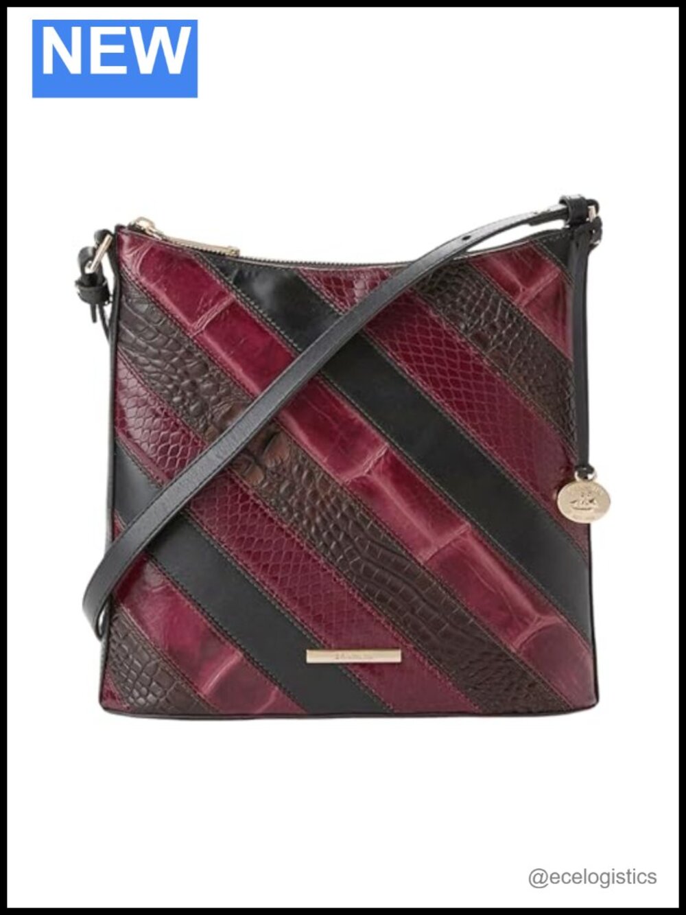 Genuine Leather Crossbody Bag with Zip Closure and Multiple Pockets